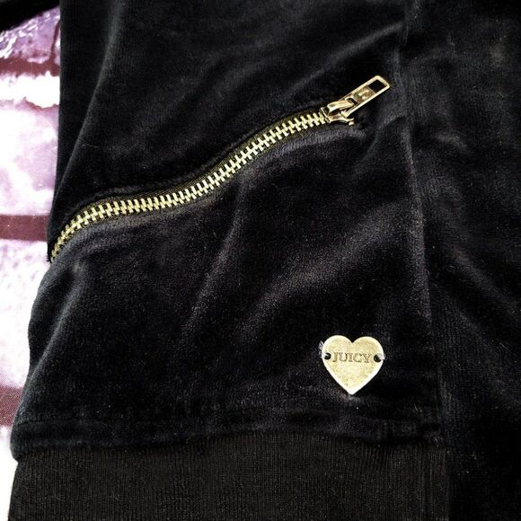 Juicy Couture juniors womens black velvet foldover breast hoodie - Picture 2 of 4